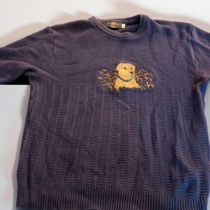 Vintage Orvis Blue Sweater with Dog Embroidery Lab/Retriever Hunting Men's Med